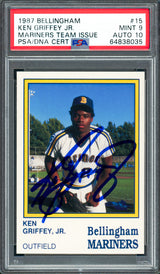 Ken Griffey Jr. Autographed 1987 Team Issue Rookie Card #15 Bellingham Mariners PSA 9 Auto Grade Gem Mint 10 PSA/DNA #64838035
