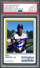 Ken Griffey Jr. Autographed 1987 Team Issue Rookie Card #15 Bellingham Mariners PSA 9 Auto Grade Gem Mint 10 PSA/DNA #76568948