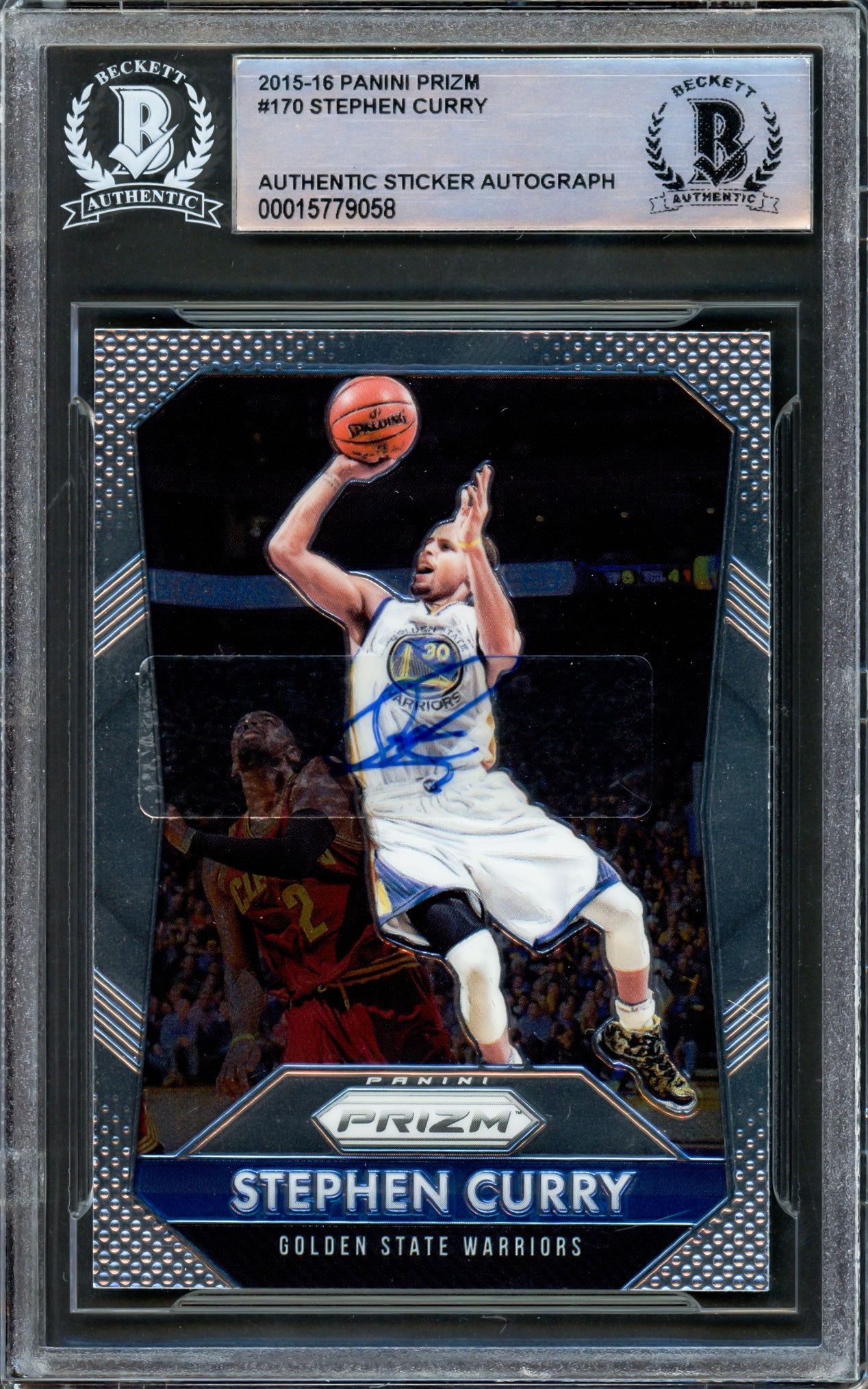 Stephen Curry Autographed 2015-16 Panini Prizm Card #170 Golden State Warriors Beckett BAS Stock #216840