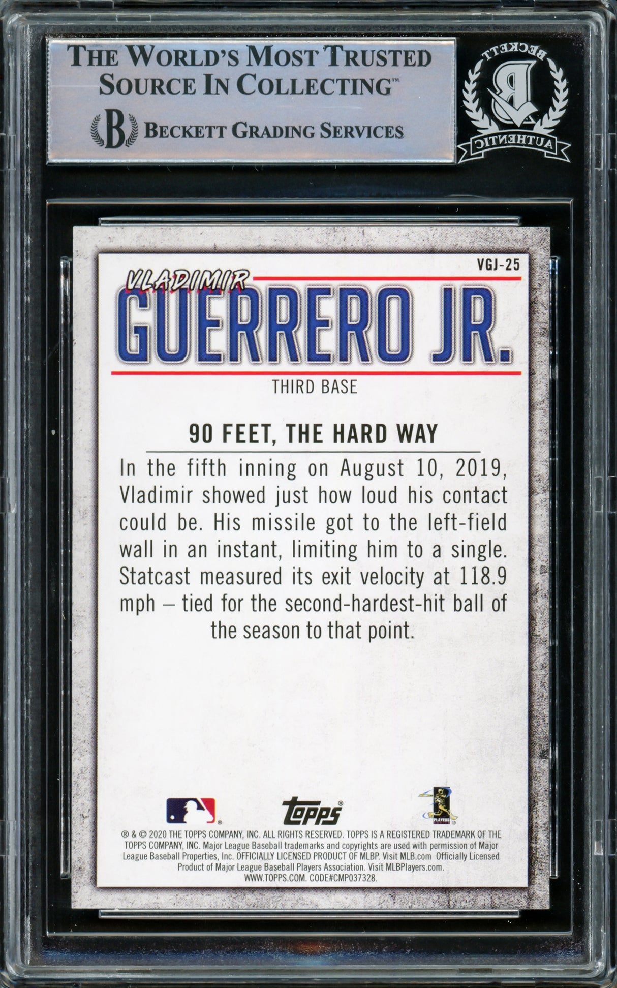 Vladimir Guerrero Jr. Autographed 2020 Topps Highlights Card #VGJ-25 Toronto Blue Jays Beckett BAS Stock #216864