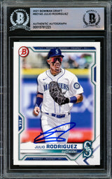 Julio Rodriguez Autographed 2021 Bowman Draft Card #BD-145 Seattle Mariners Beckett BAS Stock #216866