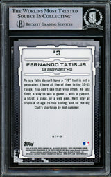 Fernando Tatis Jr. Autographed 2019 Bowman Chrome Scouts Top 100 Card #BTP3 San Diego Padres Beckett BAS Stock #216874