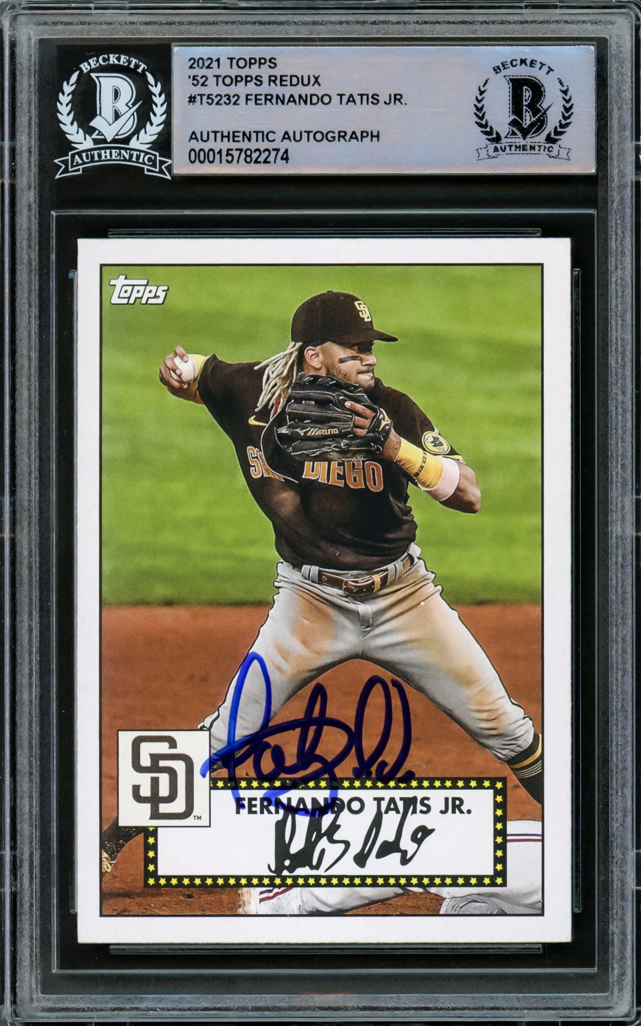 Fernando Tatis Jr. Autographed 2021 Topps 1952 Redux Card #T52-32 San Diego Padres Beckett BAS Stock #216878
