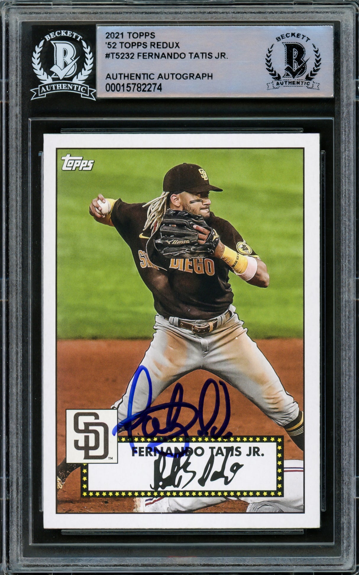 Fernando Tatis Jr. Autographed 2021 Topps 1952 Redux Card #T52-32 San Diego Padres Beckett BAS Stock #216878