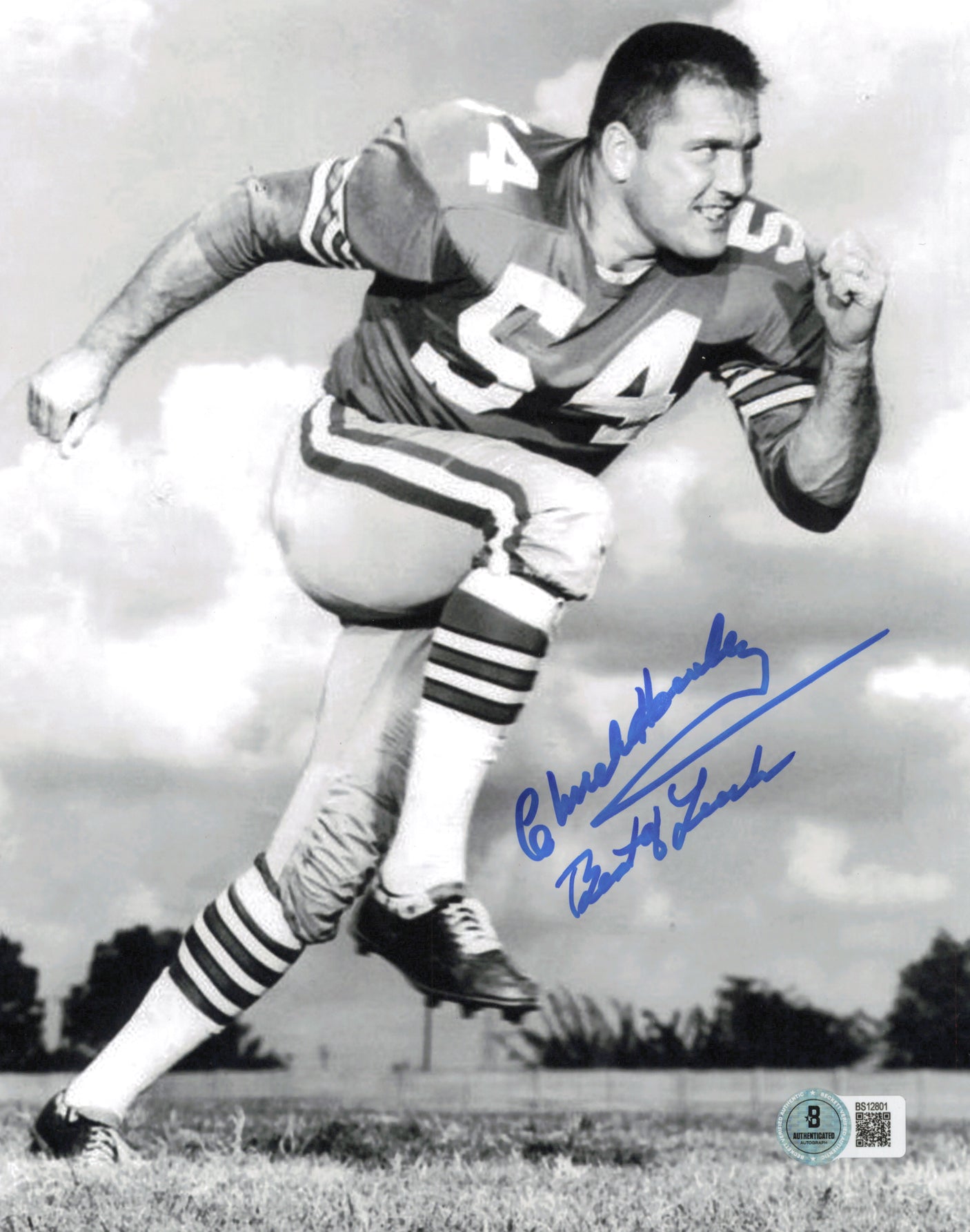 Chuck Howley Autographed 8x10 Photo Dallas Cowboys "Best of Luck" Beckett BAS QR #BS12801