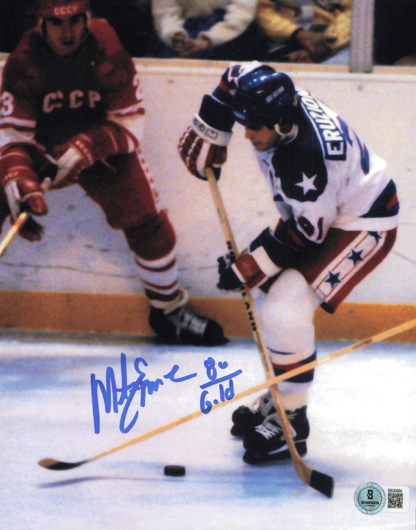 Mike Eruzione Autographed 8x10 Photo 1980 Team USA "80 Gold" Beckett BAS QR #BS30464