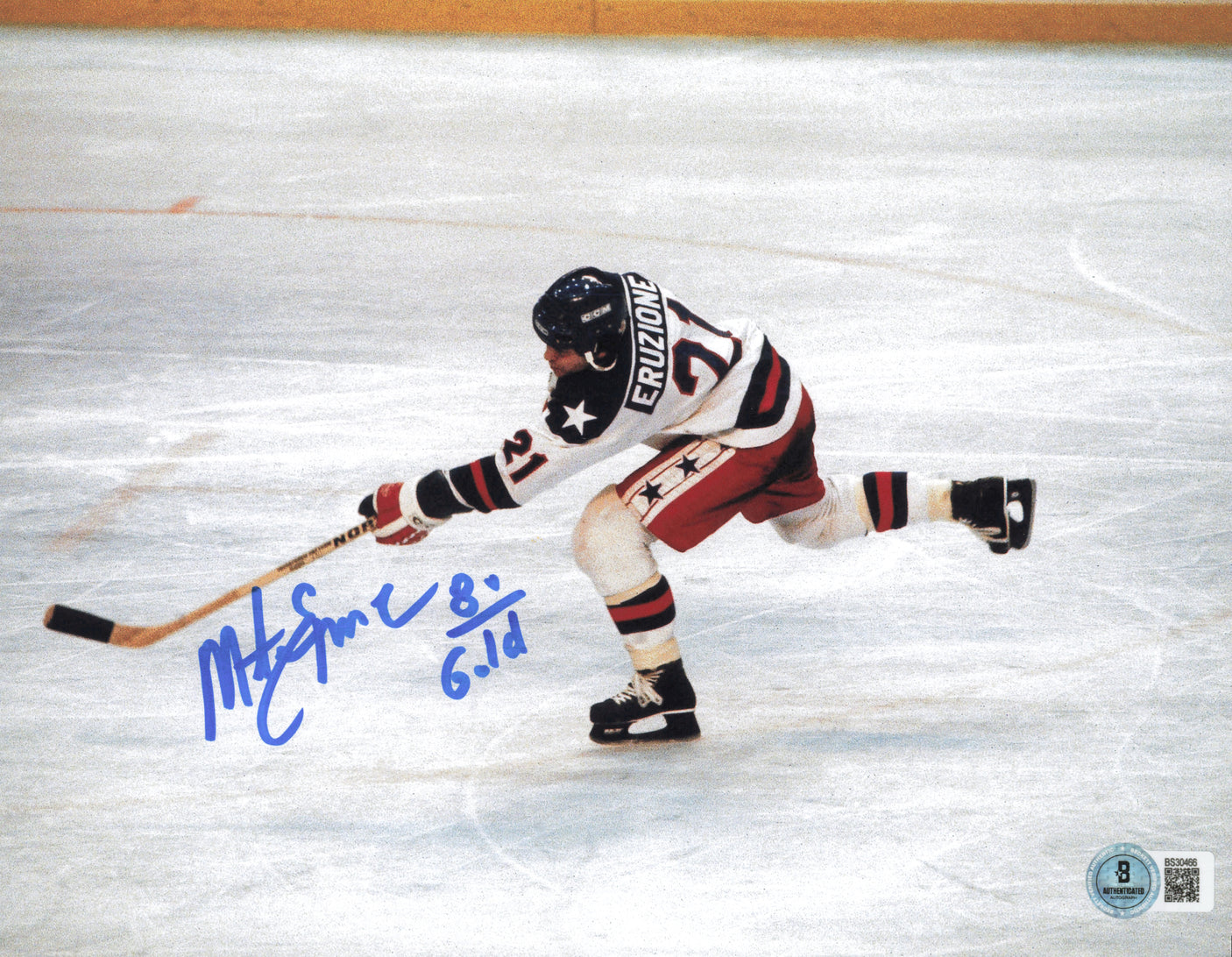 Mike Eruzione Autographed 8x10 Photo 1980 Team USA "80 Gold" Beckett BAS QR #BS30466