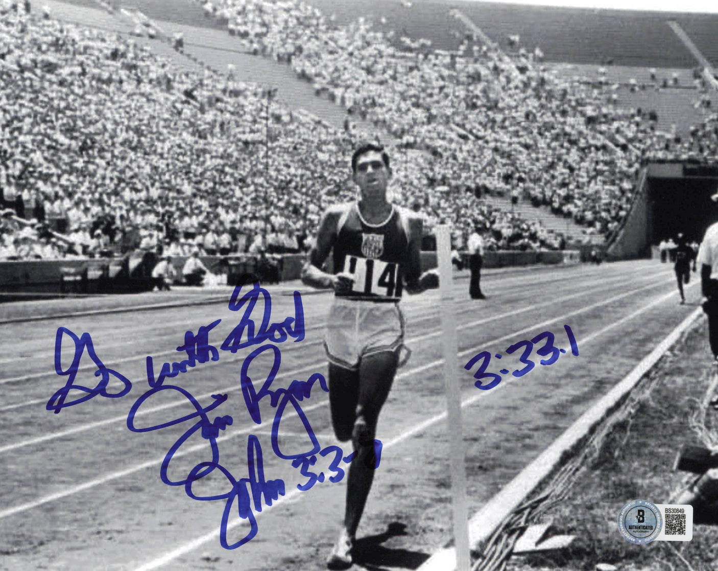 Jim Ryun Autographed 8x10 Photo Track & Field "Go With God" Broke 4-Minute Mile Beckett BAS QR #BS30849