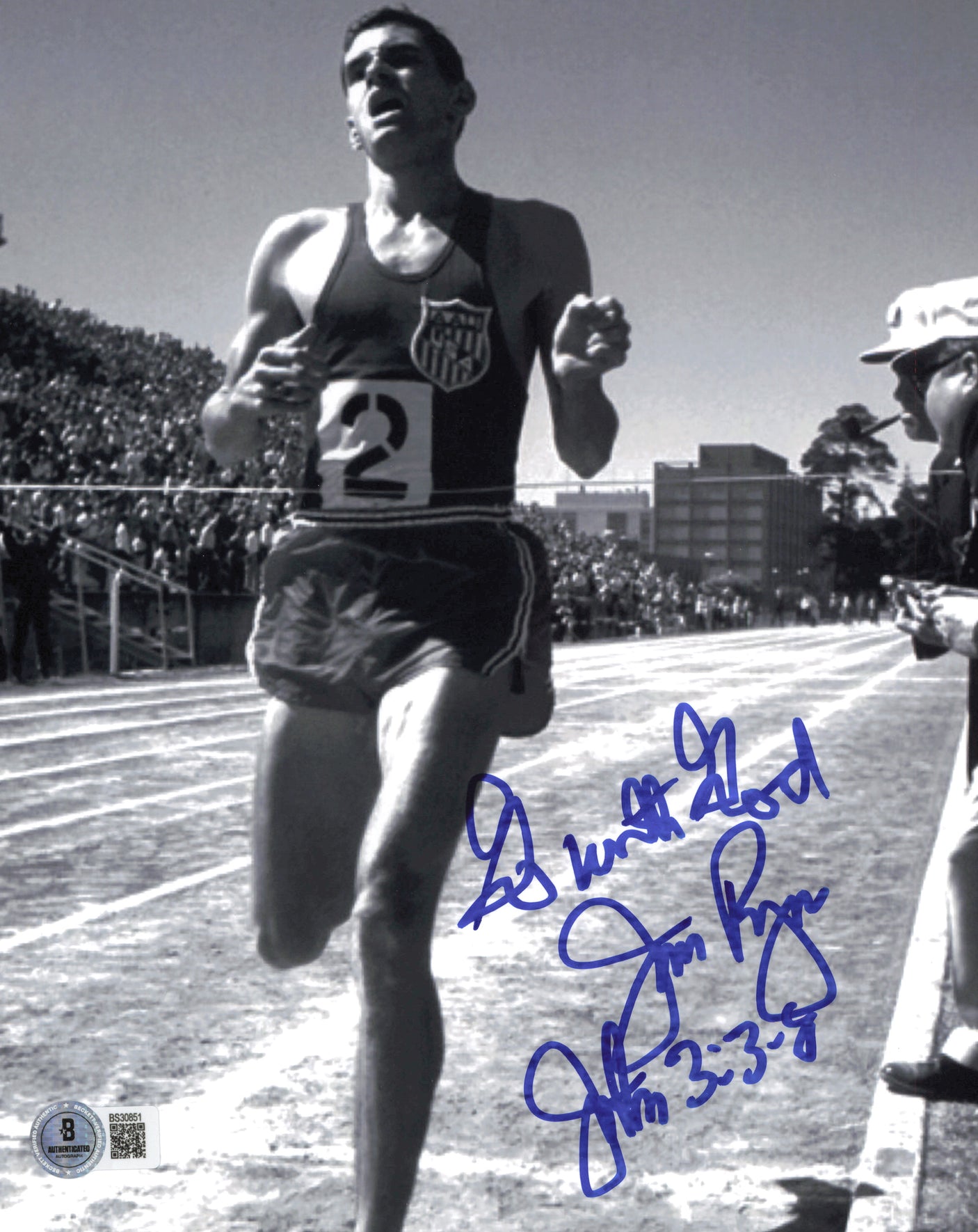 Jim Ryun Autographed 8x10 Photo Track & Field "Go With God" Broke 4-Minute Mile Beckett BAS QR #BS30851