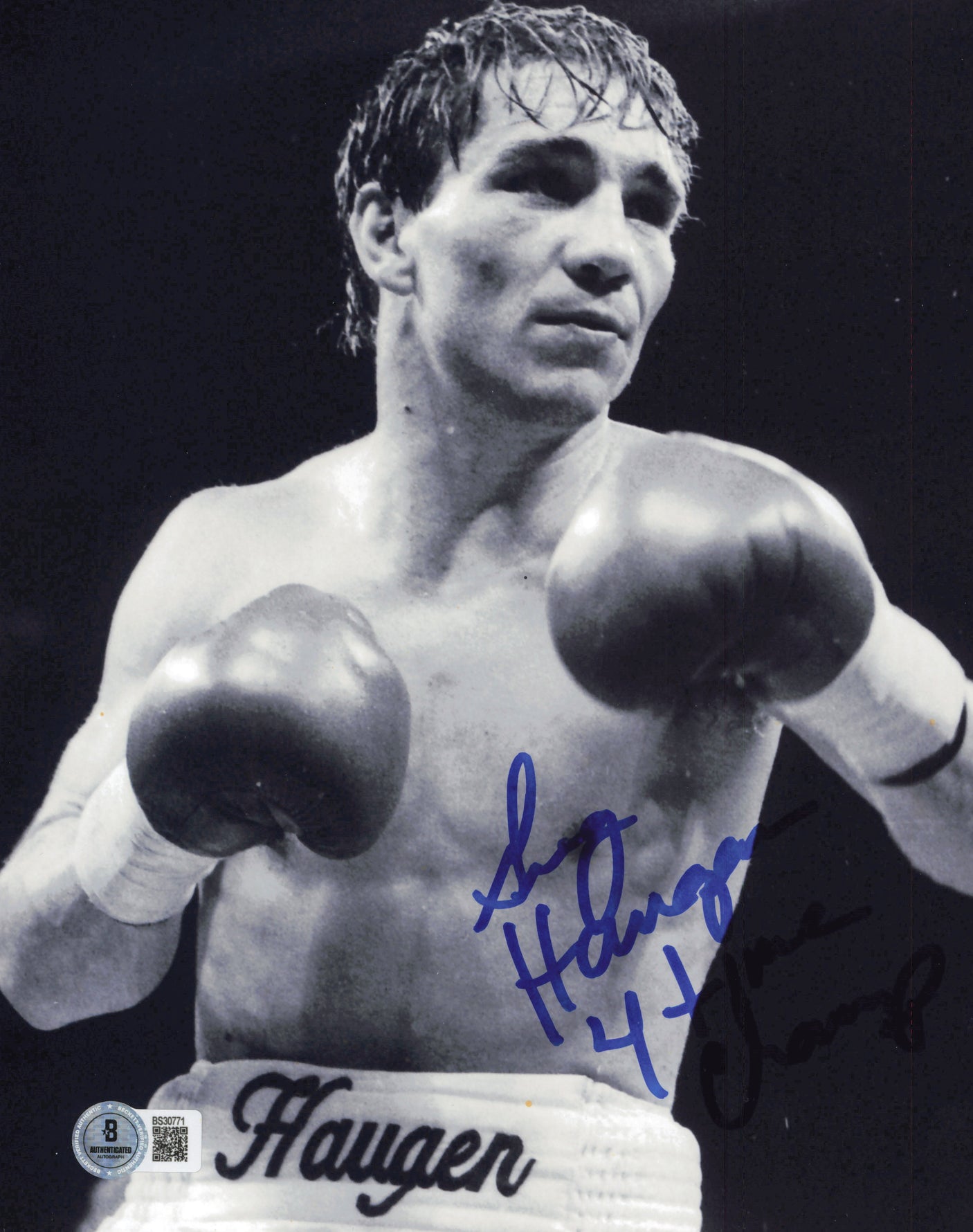 Greg Haugen Autographed 8x10 Photo "4 Time Champ" Beckett BAS QR #BS30771