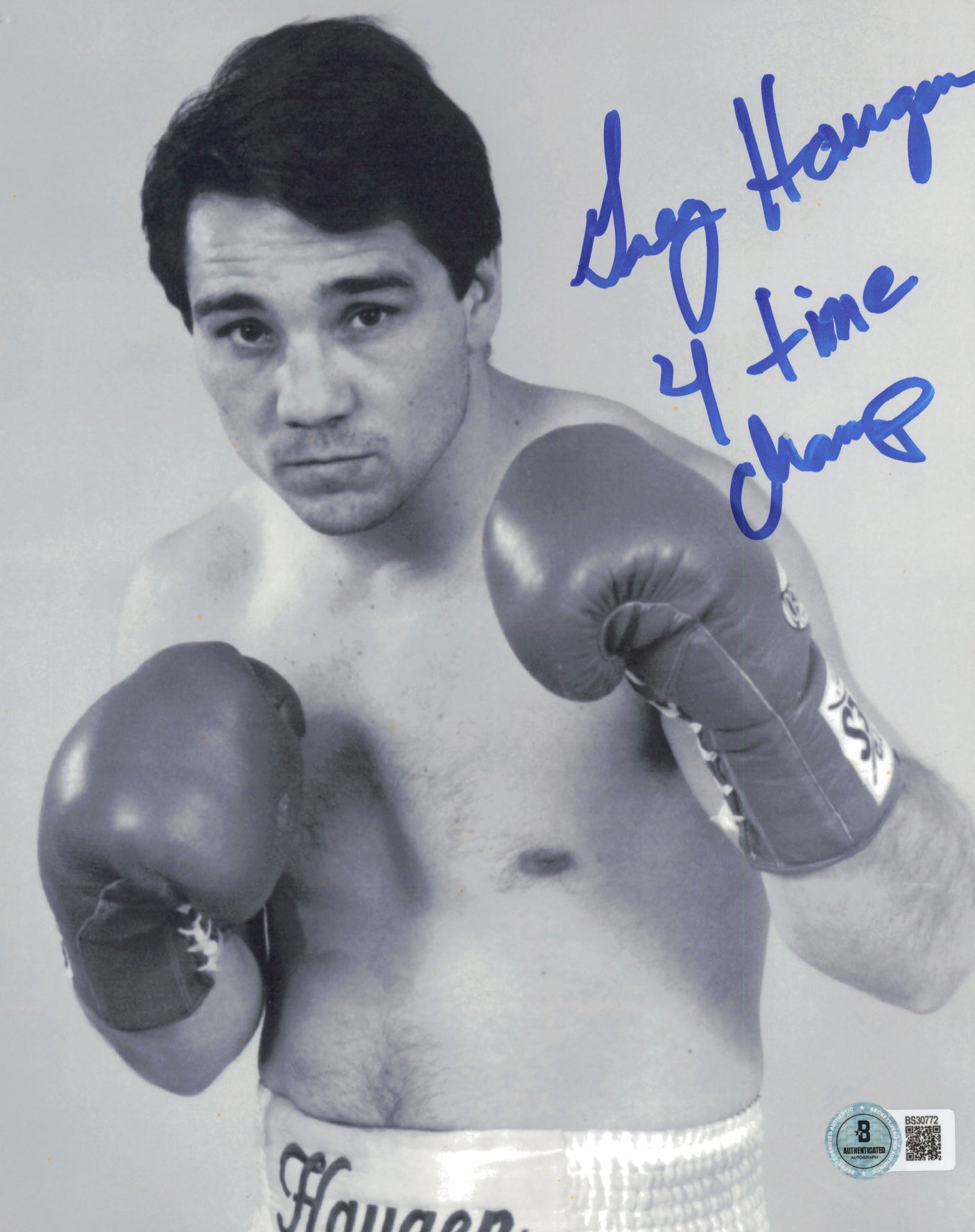 Greg Haugen Autographed 8x10 Photo "4 Time Champ" Beckett BAS QR #BS30772