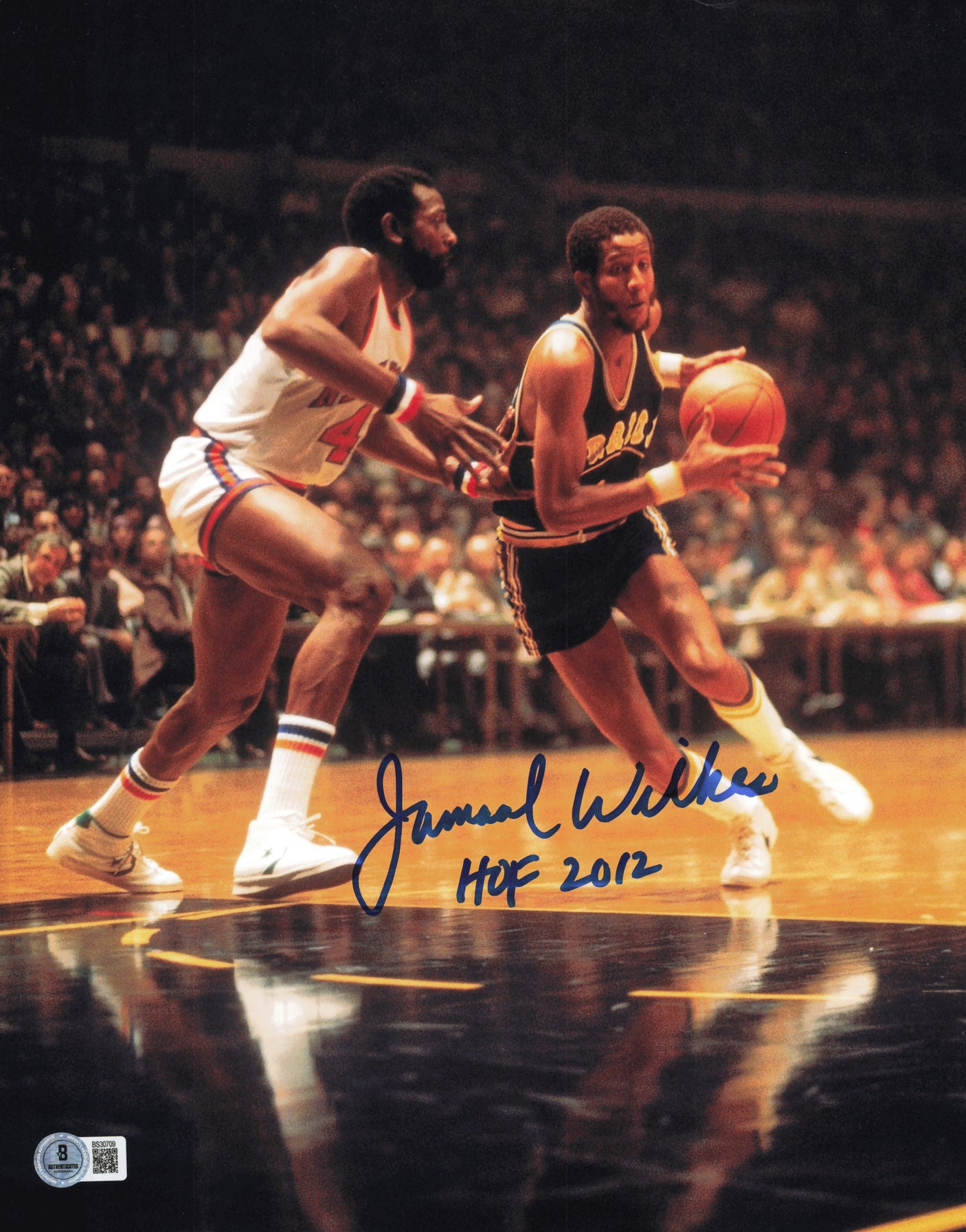 Jamaal Wilkes Autographed 11x14 Photo Golden State Warriors "HOF 2012" Beckett BAS QR #SB30709