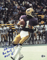 Warren Moon Autographed 11x14 Photo Washington Huskies "Rose Bowl MVP 78" Beckett BAS QR #SB30724