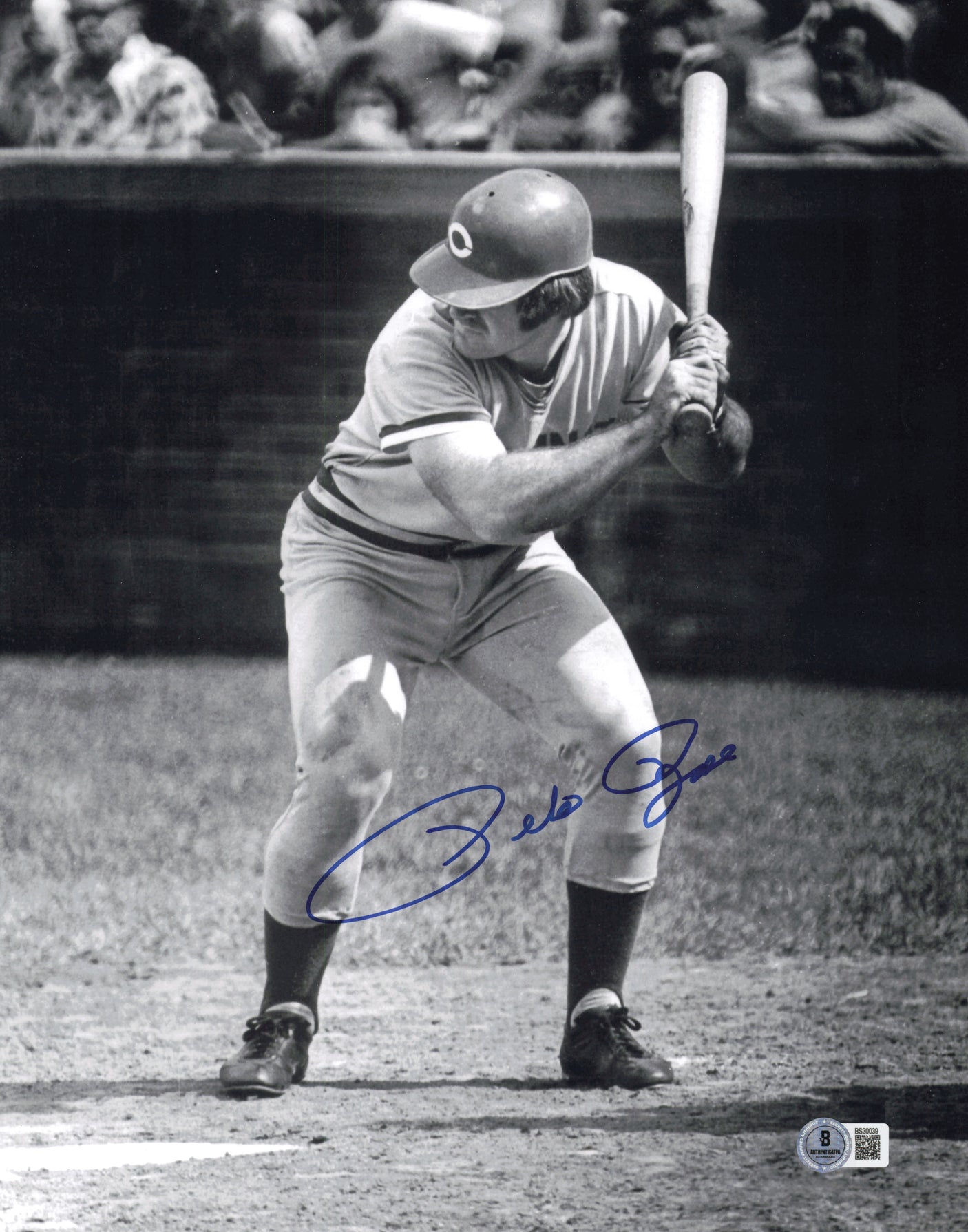 Pete Rose Autographed 11x14 Photo Cincinnati Reds Beckett BAS QR #BS30039