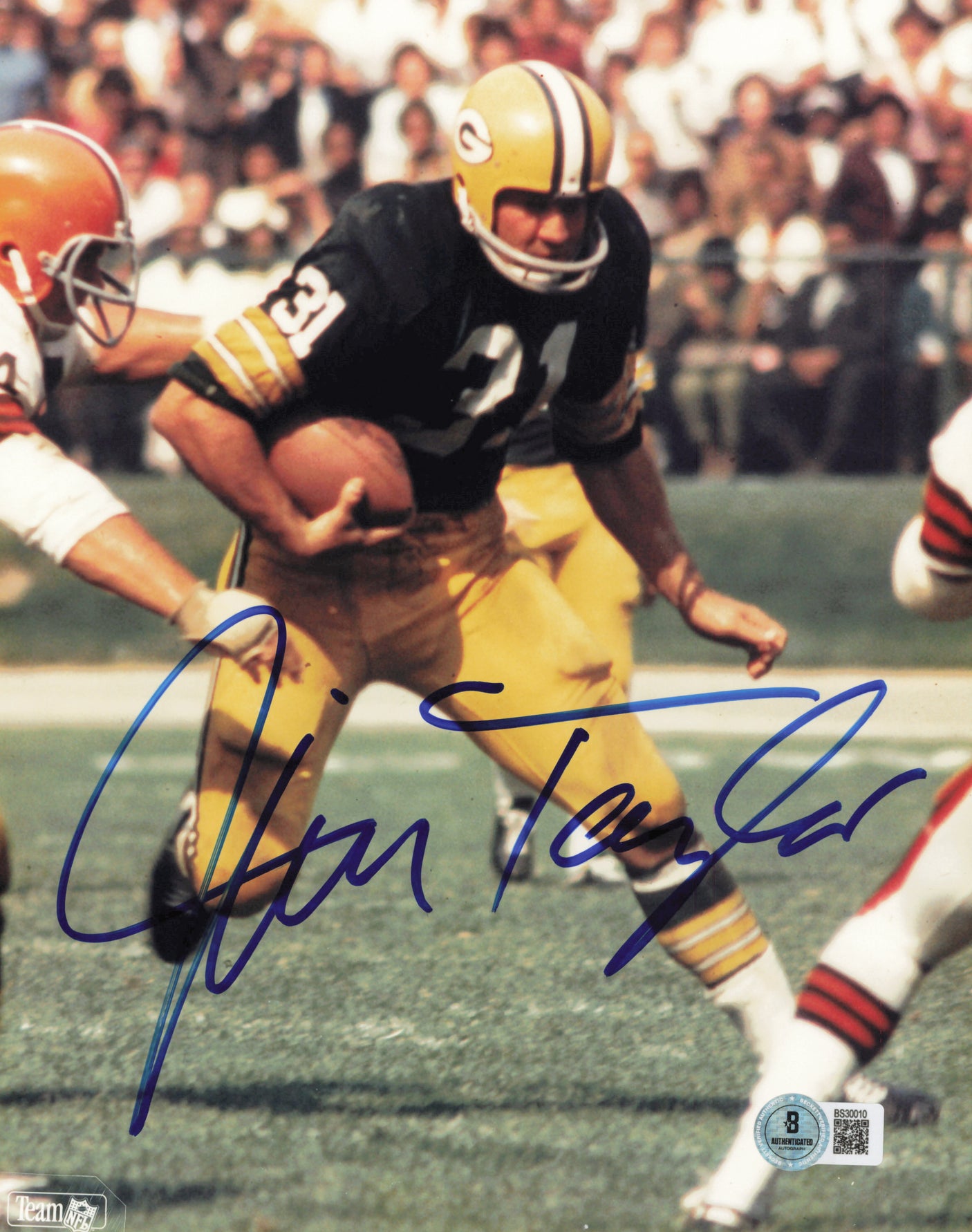 Jim Taylor Autographed 8x10 Photo Green Bay Packers Beckett BAS QR #BS32010