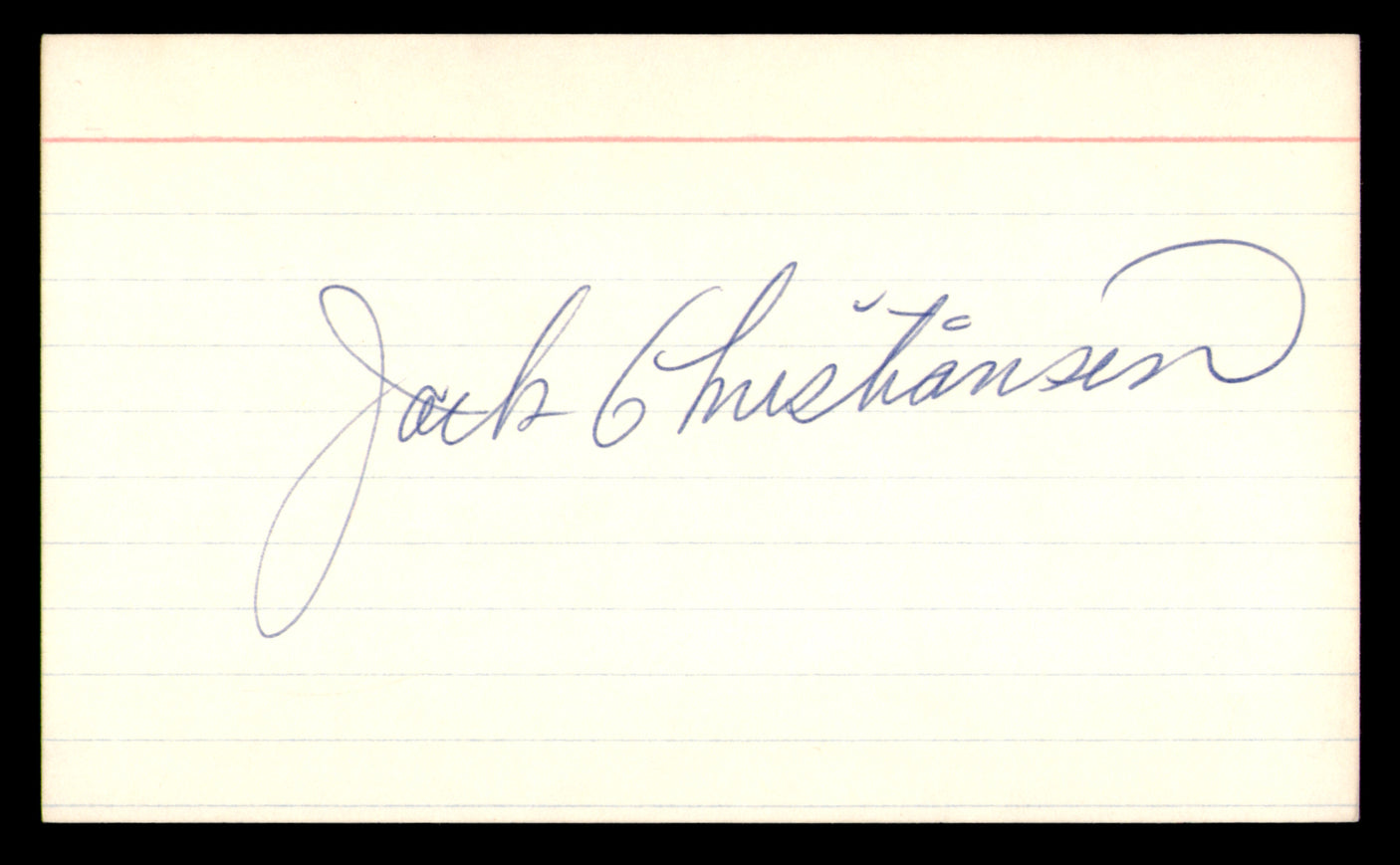 Jack Christiansen Autographed 3x5 Index Card Detroit Lions SKU #248481