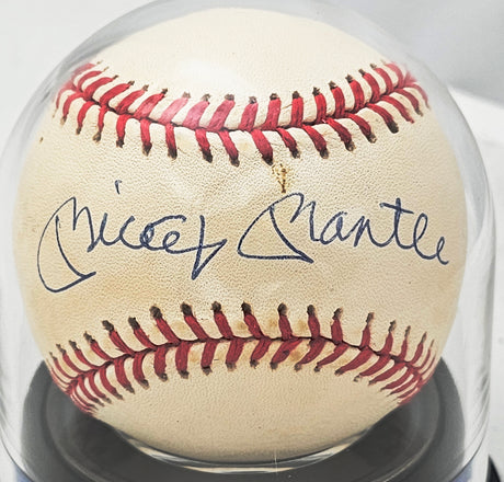 Mickey Mantle Autographed Official AL Baseball New York Yankees Auto Grade Mint 9 Beckett BAS #15775763