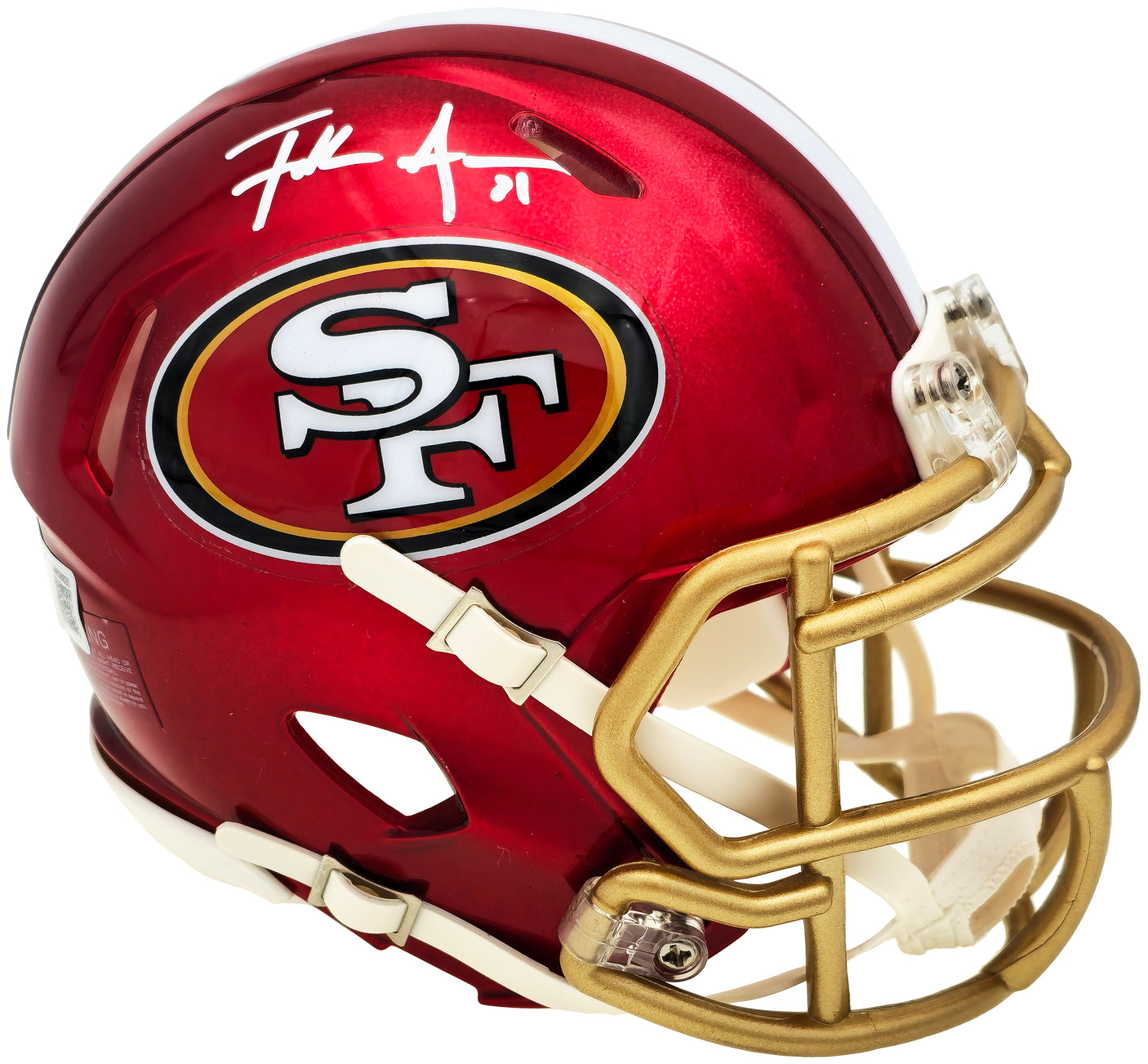 Frank Gore Autographed San Francisco 49ers Flash Red Speed Mini Helmet Beckett BAS Witness Stock #231917