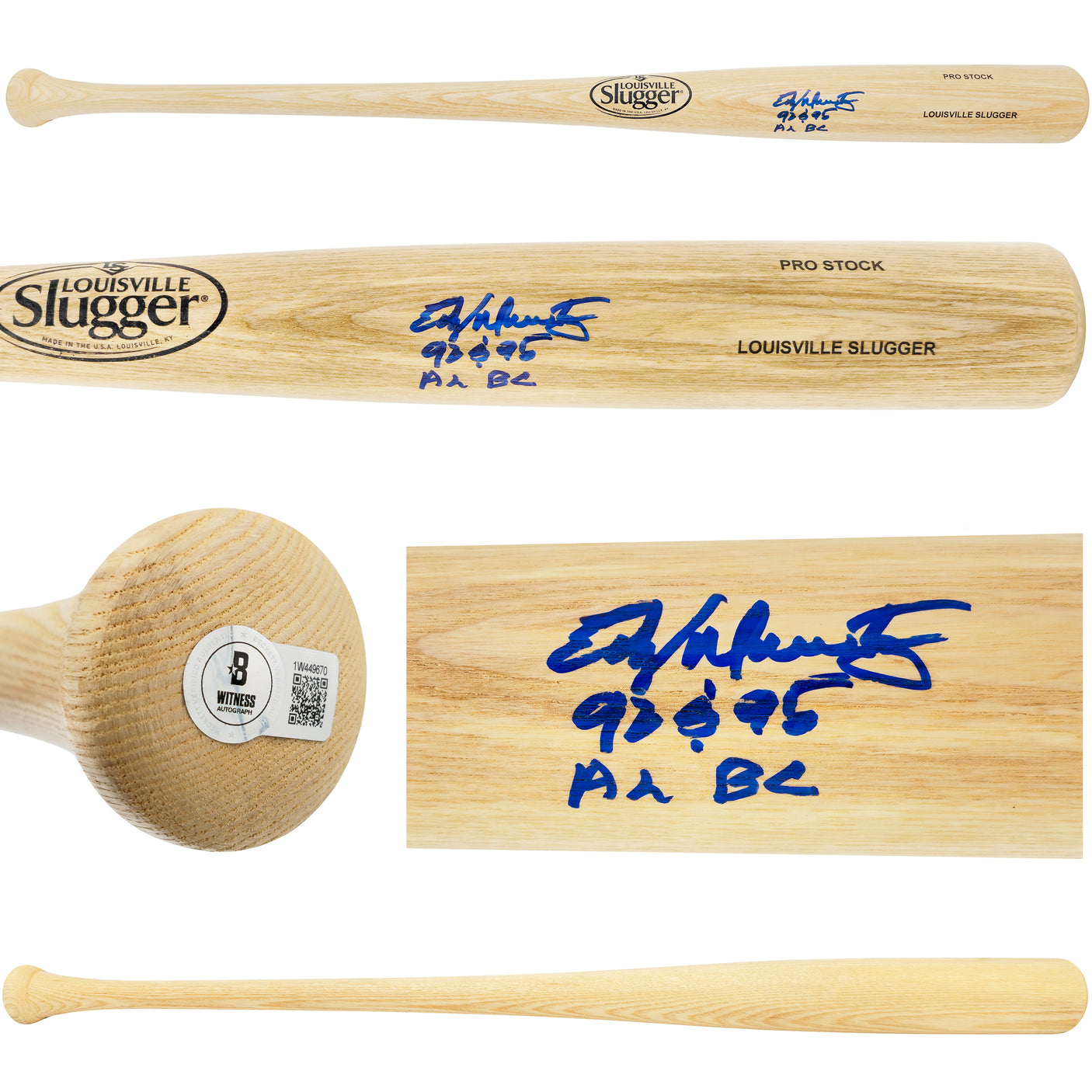 Edgar Martinez Autographed Blonde Louisville Slugger Pro Stock Baseball Bat Seattle Mariners "92 & 95 AL BC" Beckett BAS Witness Stock #230597