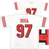 San Francisco 49ers Nick Bosa Autographed White Jersey Beckett BAS Witness Stock #230702