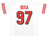 San Francisco 49ers Nick Bosa Autographed White Jersey Beckett BAS Witness Stock #230702