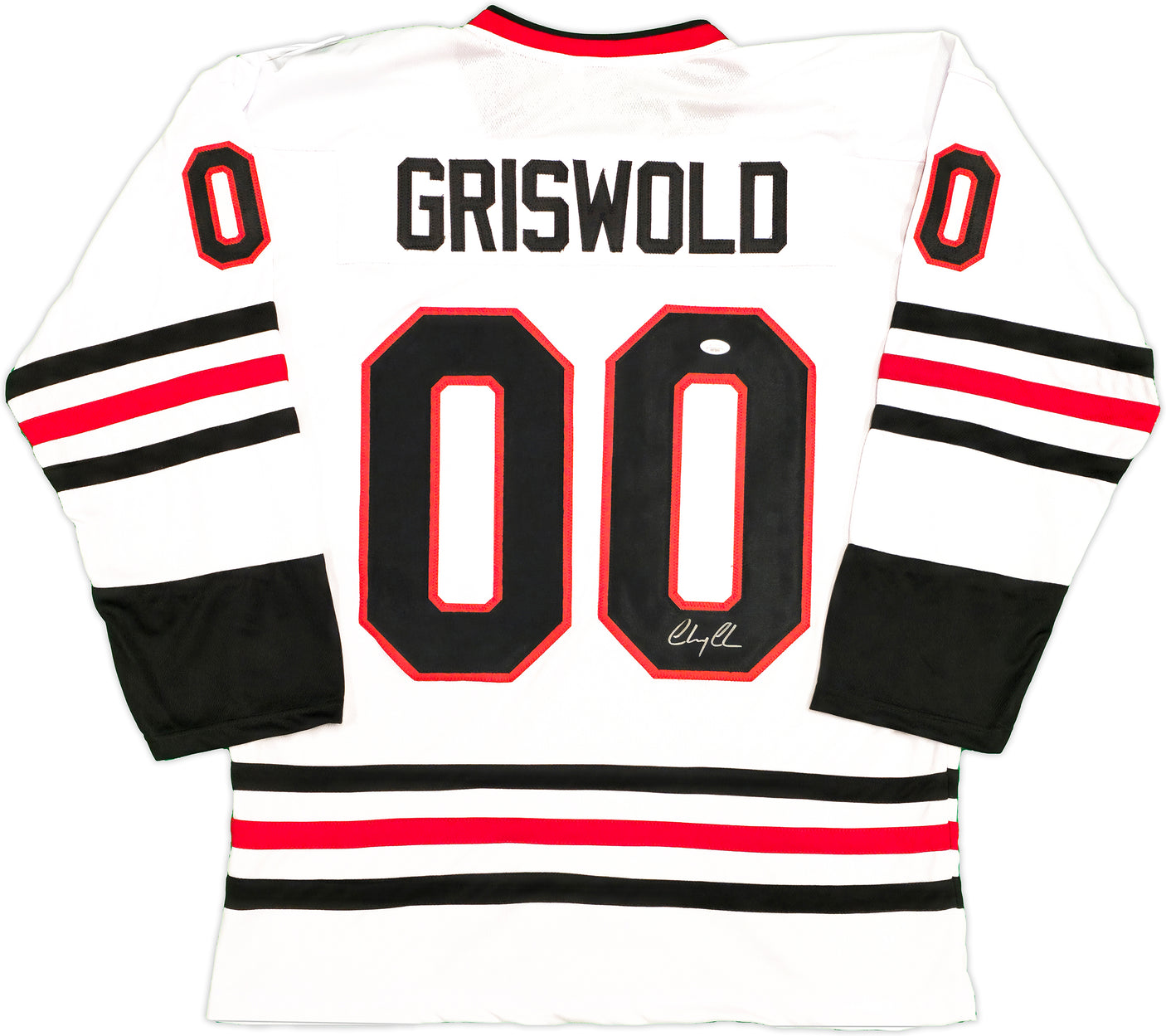 Christmas Vacation Chevy Chase Autographed White Jersey JSA Stock #230658