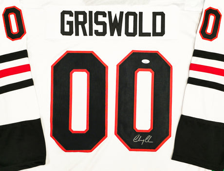 Christmas Vacation Chevy Chase Autographed White Jersey JSA Stock #230658