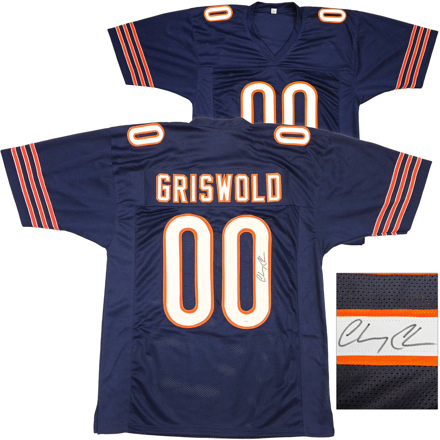 Christmas Vacation Chevy Chase Autographed Blue Jersey JSA Stock #230660