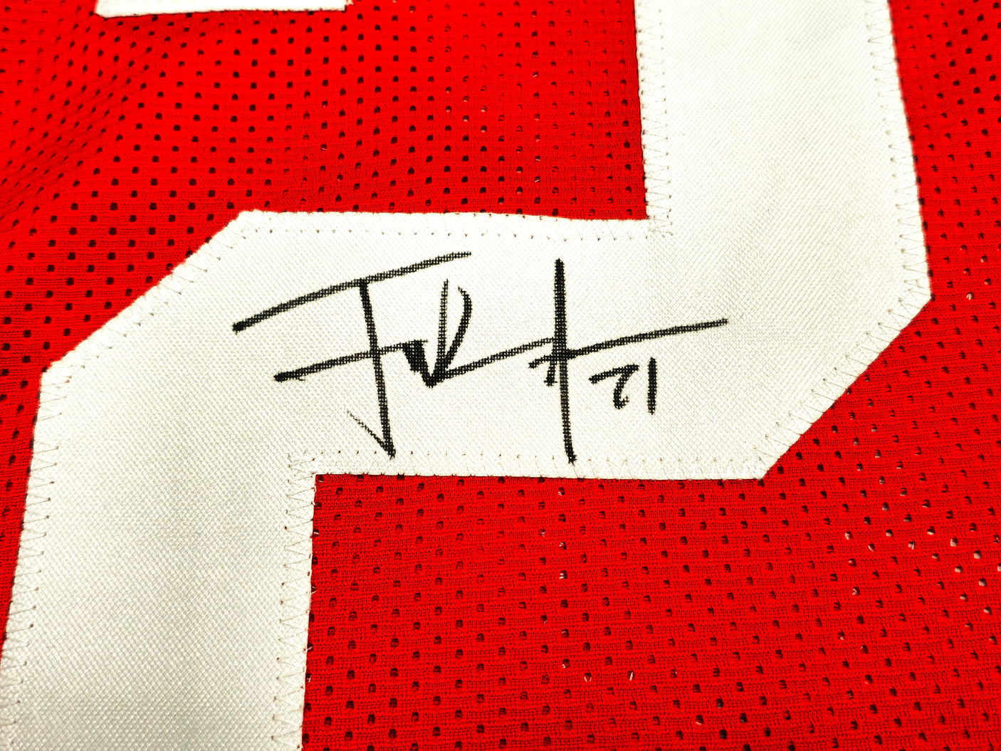 San Francisco 49ers Frank Gore Autographed Red Jersey Beckett BAS Witness Stock #231918