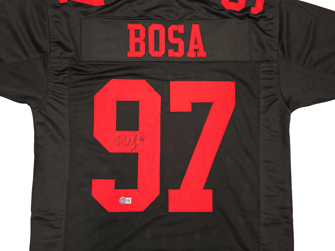 San Francisco 49ers Nick Bosa Autographed Black Jersey Beckett BAS Witness Stock #230700