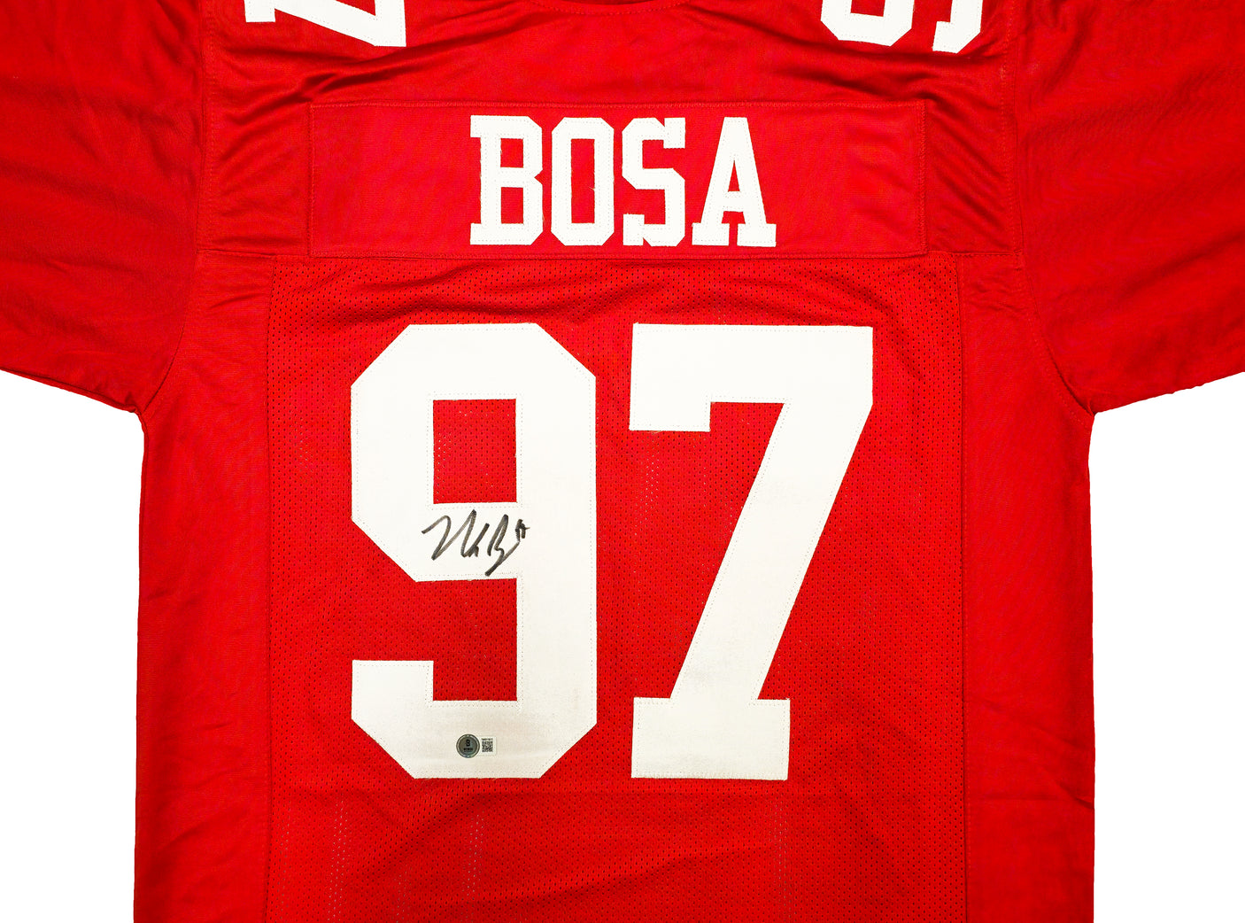 San Francisco 49ers Nick Bosa Autographed Red Jersey Beckett BAS Witness Stock #230698