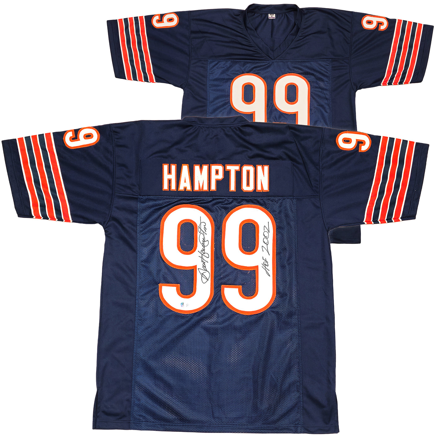 Chicago Bears Dan Hampton Autographed Blue Jersey "HOF 2002" Beckett BAS Witness Stock #231046