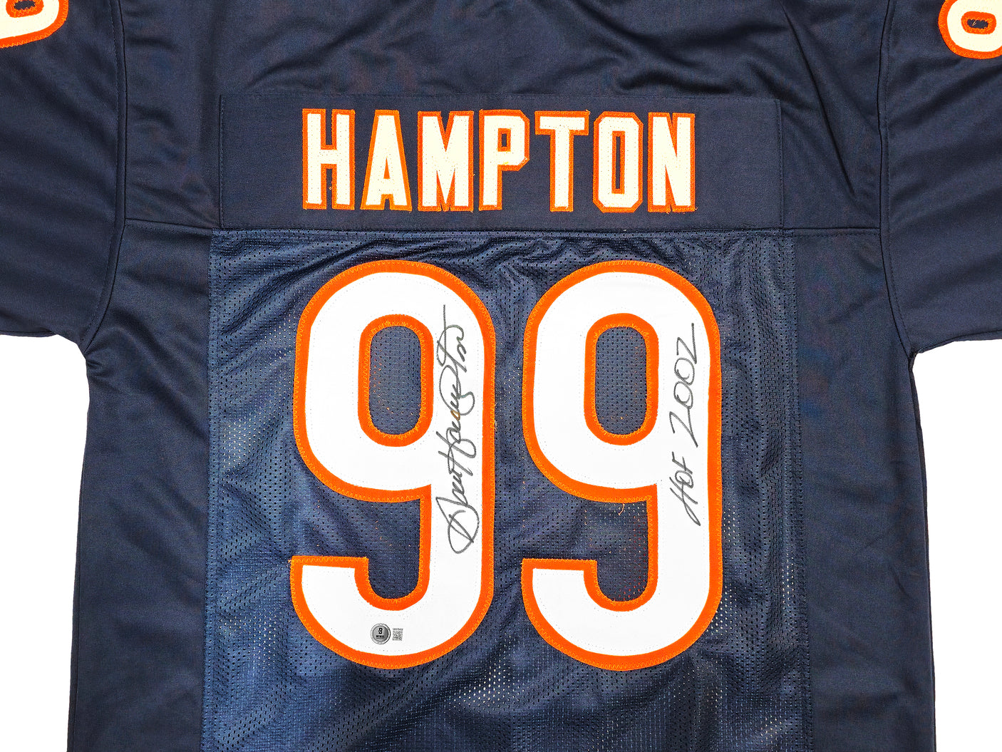 Chicago Bears Dan Hampton Autographed Blue Jersey "HOF 2002" Beckett BAS Witness Stock #231046