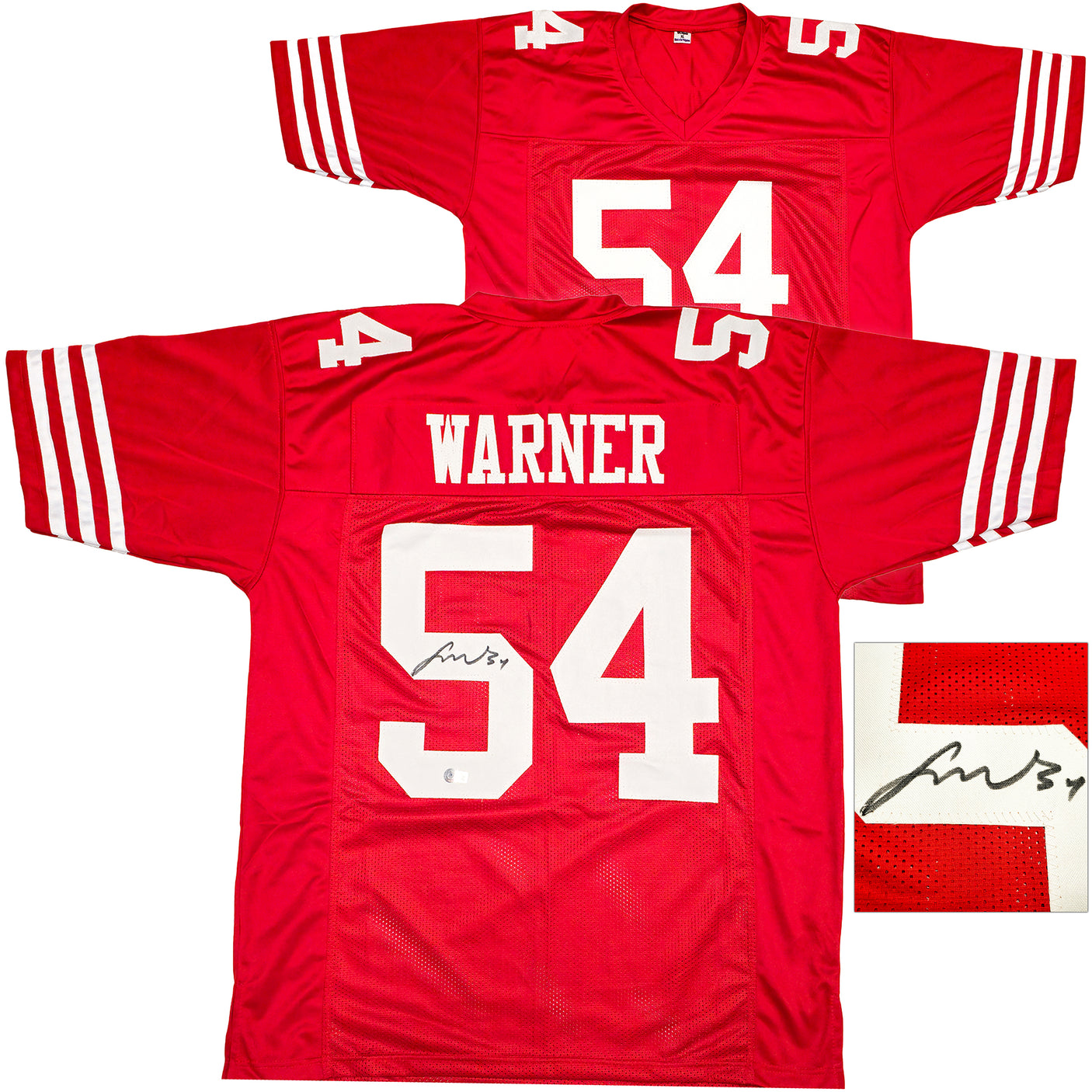 San Francisco 49ers Fred Warner Autographed Red Jersey Beckett BAS Witness Stock #231912