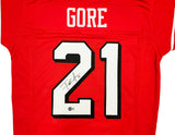 San Francisco 49ers Frank Gore Autographed Red Jersey Beckett BAS Witness Stock #231919