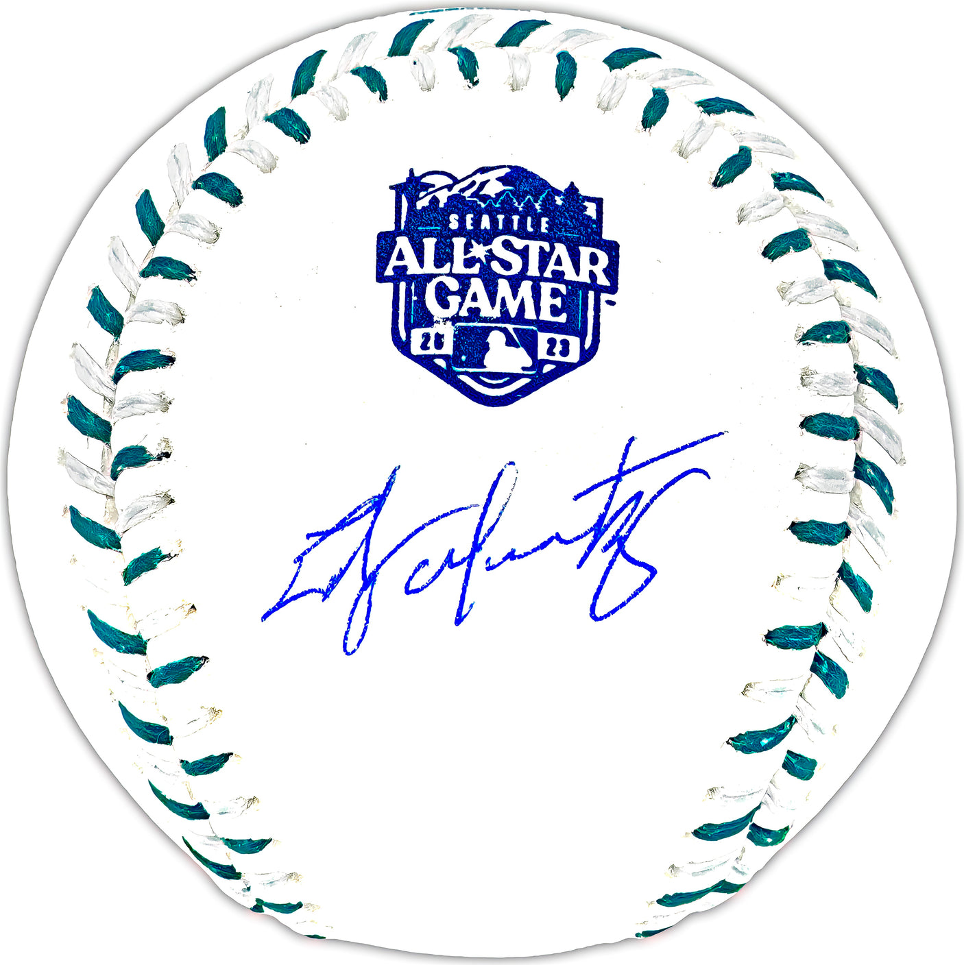 Edgar Martinez Autographed Official 2023 All Star Game Logo Game Baseball Seattle Mariners Beckett BAS Witness Stock #230599