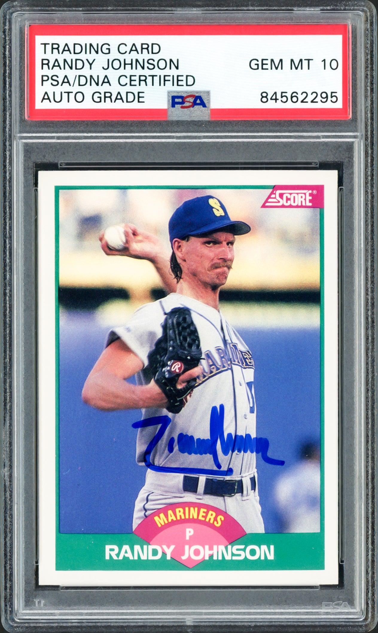 Randy Johnson Autographed 1989 Score Rookie Traded Card #77T Seattle Mariners Auto Grade Gem Mint 10 PSA/DNA #84562295