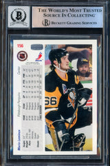 Mario Lemieux Autographed 1991-92 Upper Deck Card #156 Pittsburgh Penguins Auto Grade Gem Mint 10 Beckett BAS #15496610