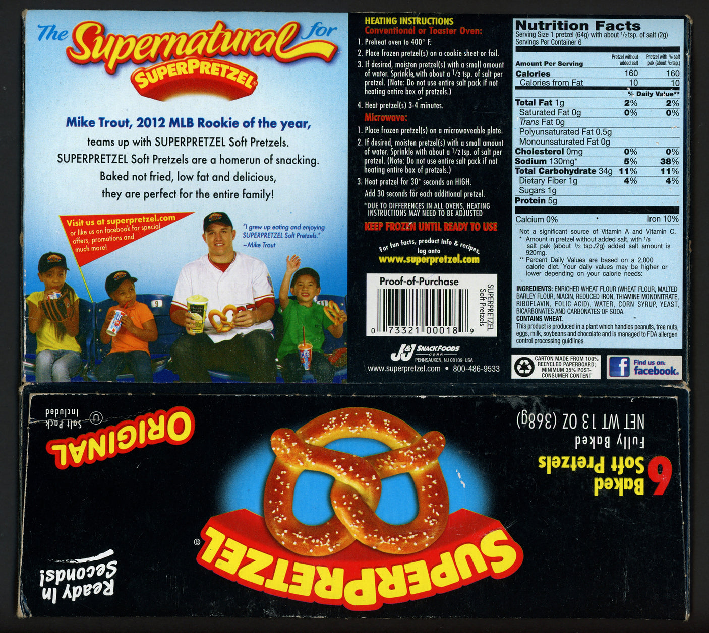 Mike Trout Autographed 8x8 Super Pretzel Box California Angels Beckett BAS #AE16571