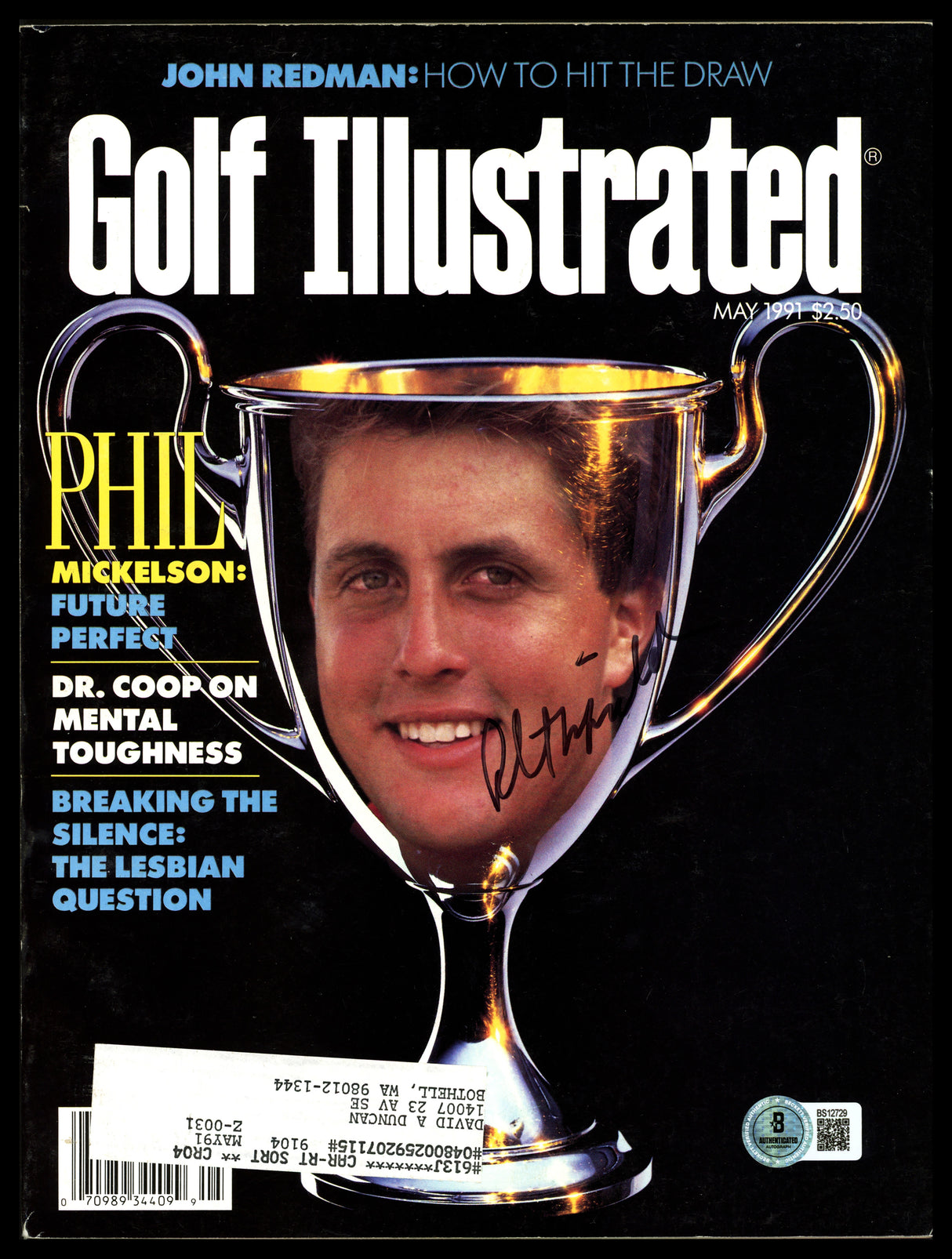 Phil Mickelson Autographed Golf Illustrated Magazine Beckett BAS QR #BS12729