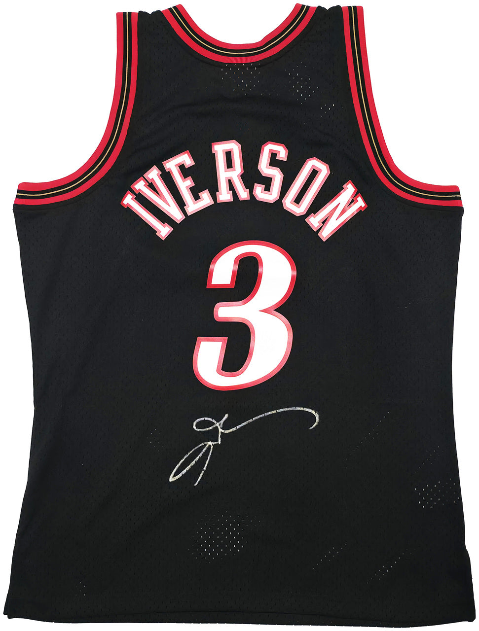 Philadelphia 76ers Allen Iverson Autographed Black Authentic Mitchell & Ness 1997-98 HWC Swingman Jersey Size L Beckett BAS Witness Stock #245730