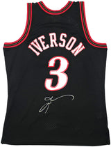 Philadelphia 76ers Allen Iverson Autographed Black Authentic Mitchell & Ness 1997-98 HWC Swingman Jersey Size L Beckett BAS Witness Stock #245730