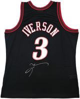 Philadelphia 76ers Allen Iverson Autographed Black Authentic Mitchell & Ness 1997-98 HWC Swingman Jersey Size XL Beckett BAS Witness Stock #245732