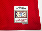 Philadelphia 76ers Allen Iverson Autographed Red Authentic Mitchell & Ness 2002-03 HWC Swingman Jersey Size XL Beckett BAS Witness Stock #245736