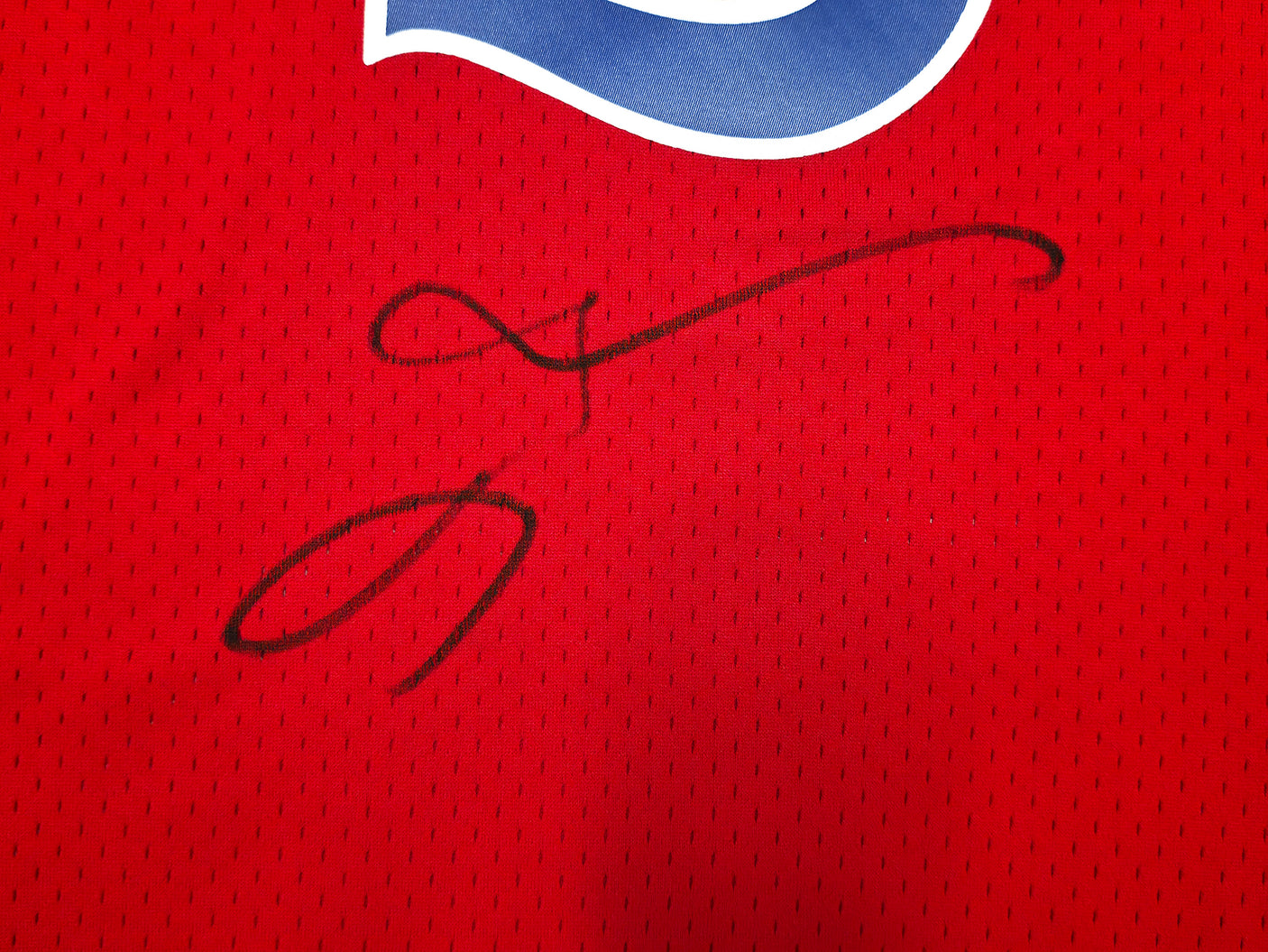 Philadelphia 76ers Allen Iverson Autographed Red Authentic Mitchell & Ness 1996-97 HWC Swingman Jersey Size XL Beckett BAS Witness Stock #245738