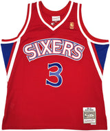 Philadelphia 76ers Allen Iverson Autographed Red Authentic Mitchell & Ness 1996-97 HWC Swingman Jersey Size XL Beckett BAS Witness Stock #245738