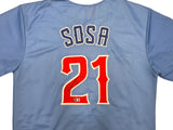 Chicago Cubs Sammy Sosa Autographed Blue Jersey Beckett BAS Witness Stock #245742