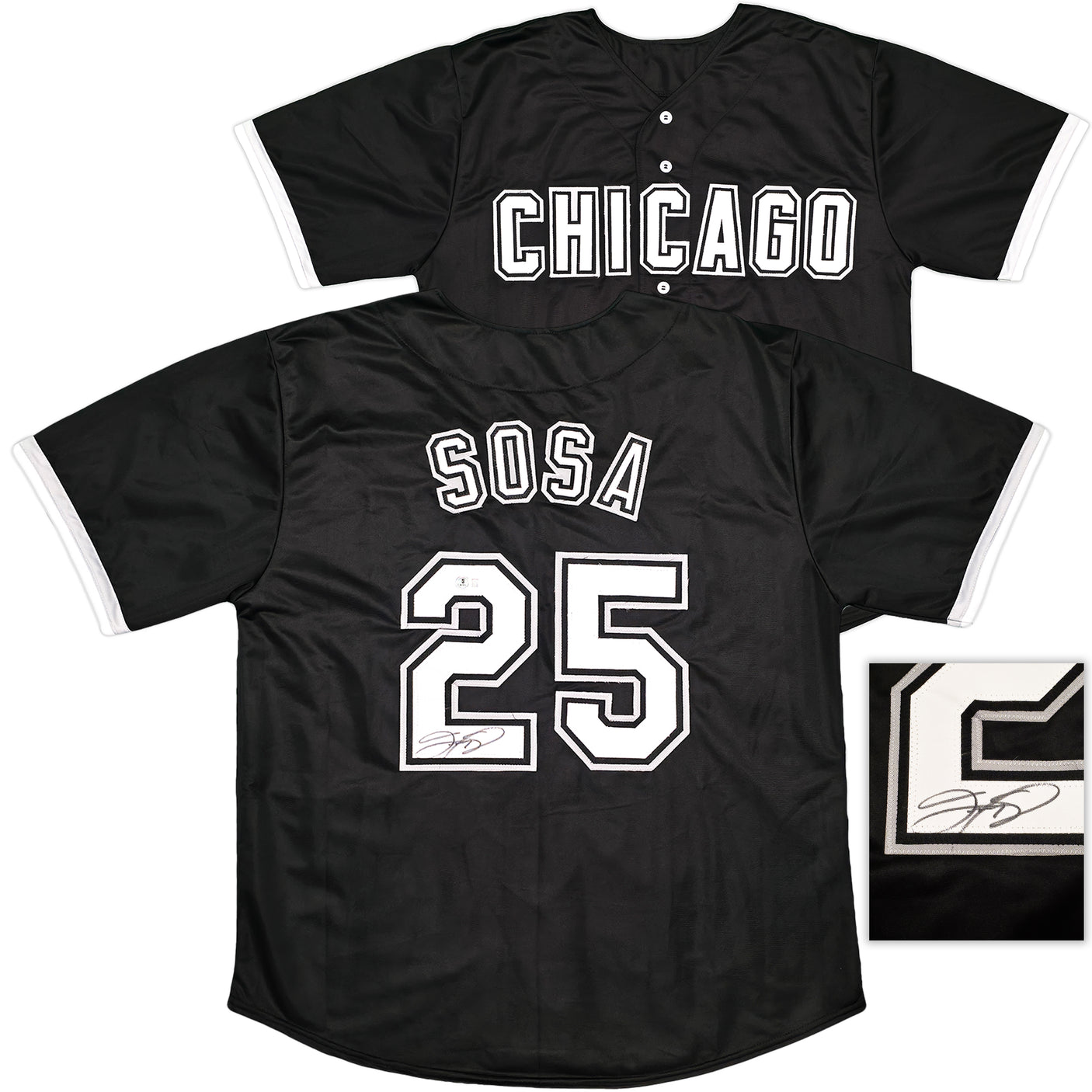 Chicago White Sox Sammy Sosa Autographed Black Jersey Beckett BAS Witness Stock #245740