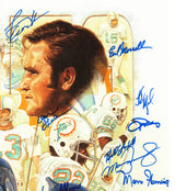 1972 Miami Dolphins Perfect Season Team Autographed 24x24 Lithograph Photo With 40+ Signatures Including Don Shula & Bob Griese #/217 Fanatics Holo Stock #246182