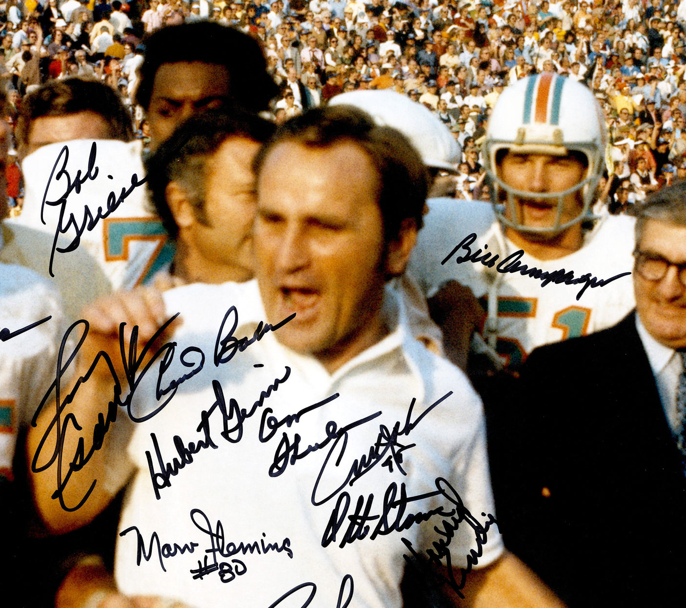 1972 Miami Dolphins Perfect Season Team Autographed 20x24 Photo With 40+ Signatures Including Don Shula & Bob Griese #/117 Fanatics Holo Stock #246184